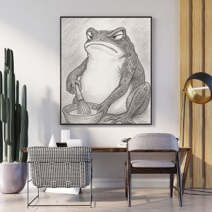 Poster Estampe d'art minimaliste de grenouille japonaise 