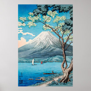 Poster Estampe japonaise sur bois du mont Fuji Sérénité a