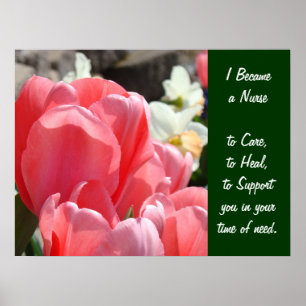 Poster Estampes d'art Devenue infirmière Tulipes roses So