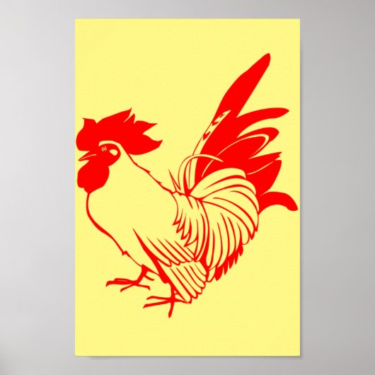 Poster estampille de volaille rouge de poulet à la cocott (Devant)