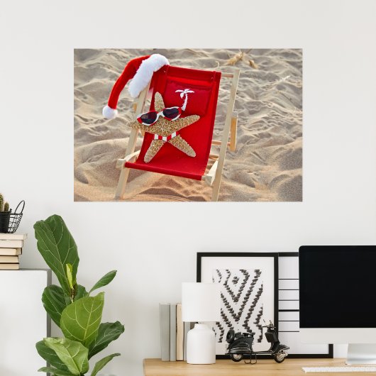 Poster Estarfish de Noël sur la plage (Bureau à domicile)