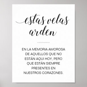 Poster Estas Velas Arden Panneau de Mariage Commémoratif