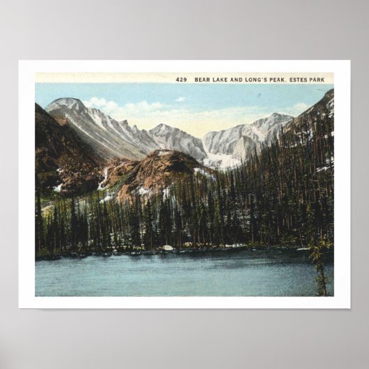Poster Estes Park, Colorado, Bear Lake, Long's Peak (Devant)
