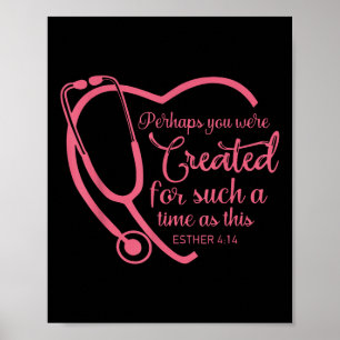 Poster Esther 4-14 Infirmière Stethoscope Bible Christian