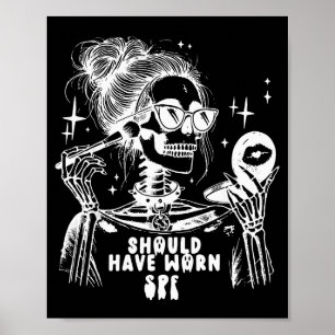 Poster Esthéticienne de soins de peau d'Halloween squelet