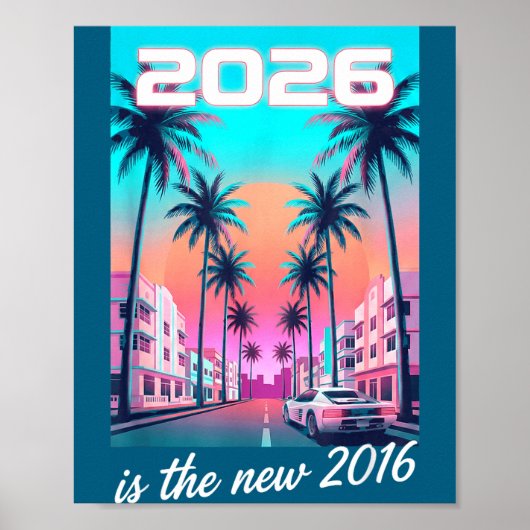 Poster Esthétique de voiture Rétro Synthwave 2016 (Devant)