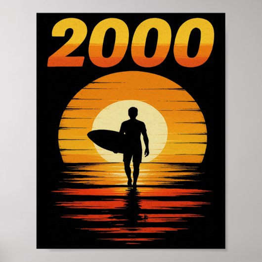 Poster esthétique rétro surf 2000 coucher de soleil vinta (Devant)