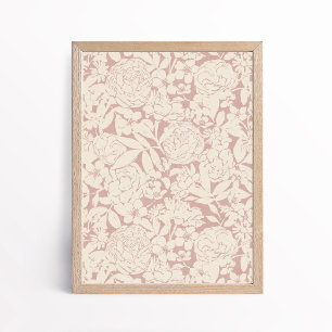 Poster Esthétique Rose Beige Pivoine Rose Floral Botaniqu