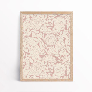 Poster Esthétique Rose Beige Pivoine Rose Floral Botaniqu