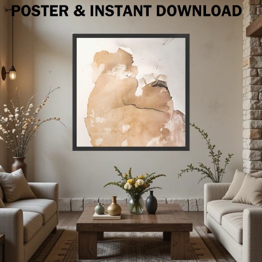 Poster Esthétique rustique avec texture Patinée beige