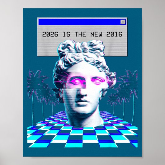 Poster Esthétique Statue Glitch Vaporwave 2016 (Devant)