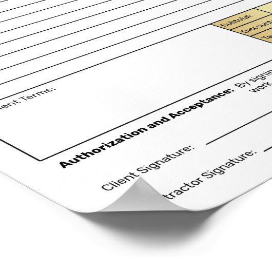 Poster Estimate Quote Job Proposal Forms Contractor (Coin)