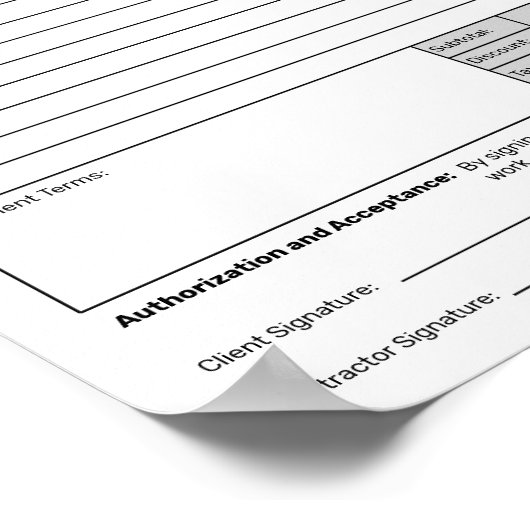 Poster Estimate Quote Job Proposal Forms Contractor (Coin)