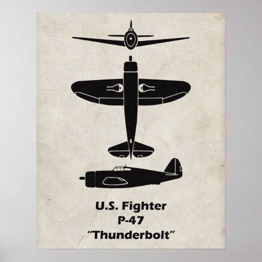 Poster et décoration de l'avion P-47 Thunderbolt (Devant)