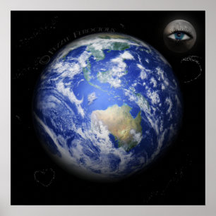 Poster … Et les montres de lune au-dessus de la terre