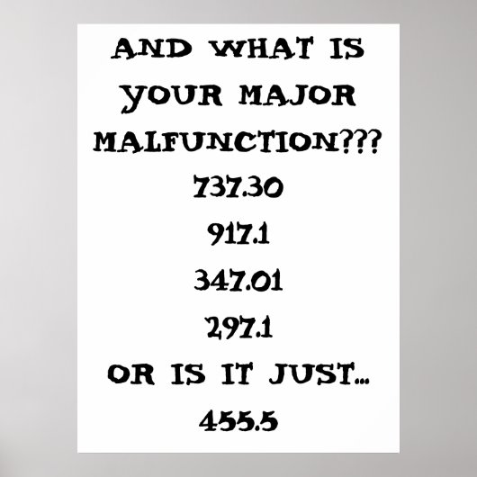 POSTER ET QUELLE EST VOTRE MAJOR MALFUNCTION? ?, 737.3091 (Devant)