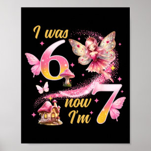 Poster Étais 6 7 ans filles 7ème anniversaire fée princes