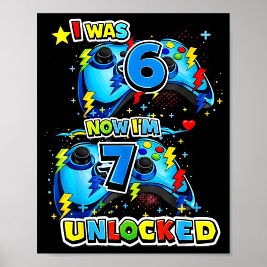 Poster Était 6 7 débloqué jeu vidéo d'anniversaire 7 ans (Devant)