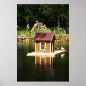 Poster Étang avec maison d'oiseaux (Devant)