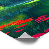 Poster Étang captivant au milieu de la belle forêt (Coin)