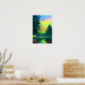 Poster Étang captivant au milieu de la belle forêt (Cuisine)