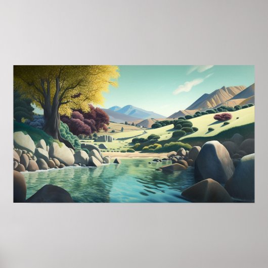 Poster Étang dans la vallée (Devant)