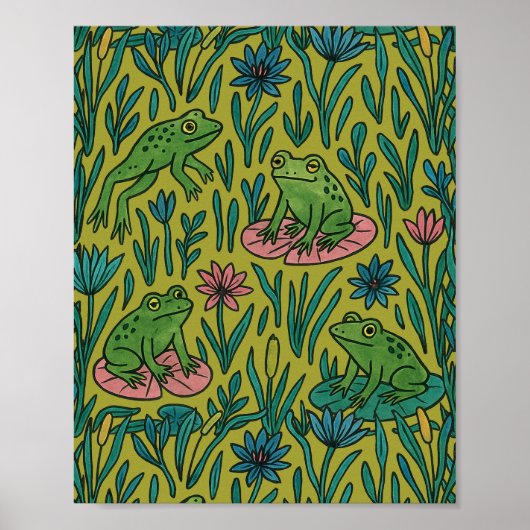 Poster Étang de grenouilles                               (Devant)