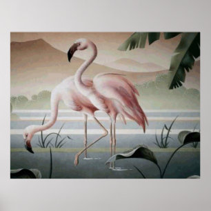 Poster Étang rose de montagne de Flamant rose