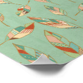 Poster Étape Geo Sud-Ouest | Motif de plumes vertes (Coin)