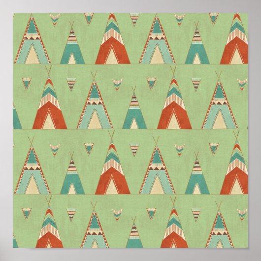 Poster Étape Geo Sud-Ouest | Motif Teepee vert (Devant)