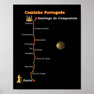 Poster Étapes de la route Caminho Português De Santiago C