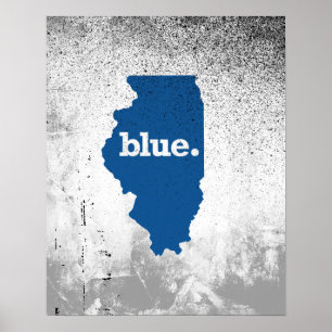 POSTER ÉTAT DE BLEU DE L'ILLINOIS