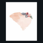 Poster État de l'aquarelle florale de Caroline du Sud<br><div class="desc">État de l'aquarelle florale de Caroline du Sud</div>