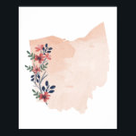 Poster État de l'aquarelle florale de l'Ohio<br><div class="desc">État de l'aquarelle florale de l'Ohio</div>