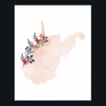 Poster État de l'aquarelle florale de Virginie-Occidental<br><div class="desc">État de l'aquarelle florale de Virginie-Occidentale</div>