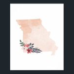 Poster État de l'aquarelle florale du Missouri<br><div class="desc">État de l'aquarelle florale du Missouri</div>