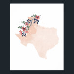 Poster État de l'aquarelle florale du Texas<br><div class="desc">État de l'aquarelle florale du Texas</div>