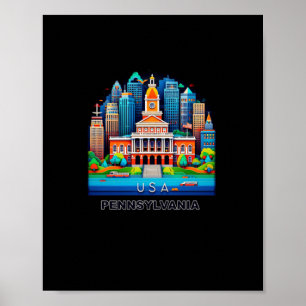 Poster État De Pennsylvanie En Sticker Usa1