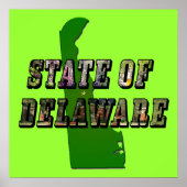 Poster État du Delaware Texte d'image et carte (Devant)