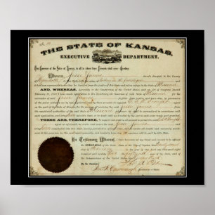 Poster État du Kansas 1875 Ordre d'extradition de Jesse J