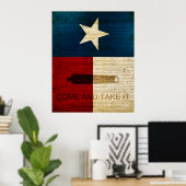 Poster État du Texas avec drapeau Alamo (Bureau à domicile)