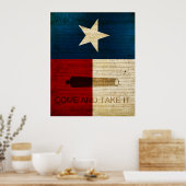 Poster État du Texas avec drapeau Alamo (Cuisine)