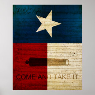 Poster État du Texas avec le drapeau d'Alamo