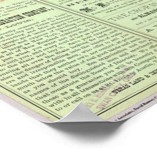 Poster État du Verso du Texas (Coin)