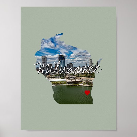 Poster État du Wisconsin Infos photo et nom de ville (Devant)