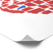 Poster États américains Heart Mosaic Caroline du Nord Rou (Coin)