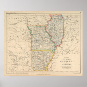 Poster États de l'Illinois, du Missouri et de l'Arkansas