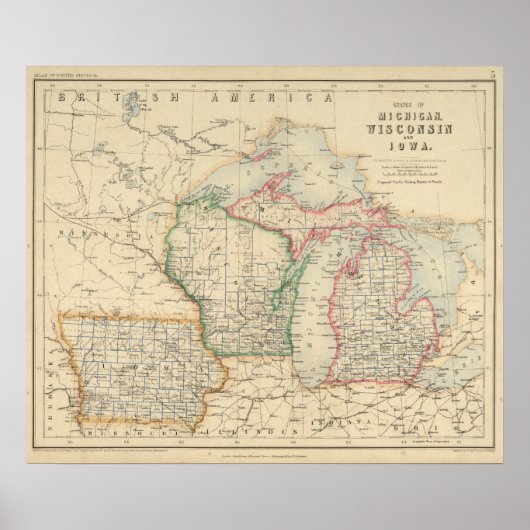 Poster États du Michigan, du Wisconsin et de l'Iowa (Devant)