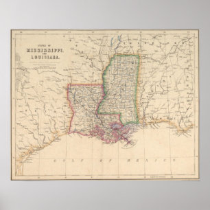 Poster États du Mississippi et de la Louisiane