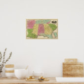 Poster États du sud avec partie sud de la Floride (Cuisine)